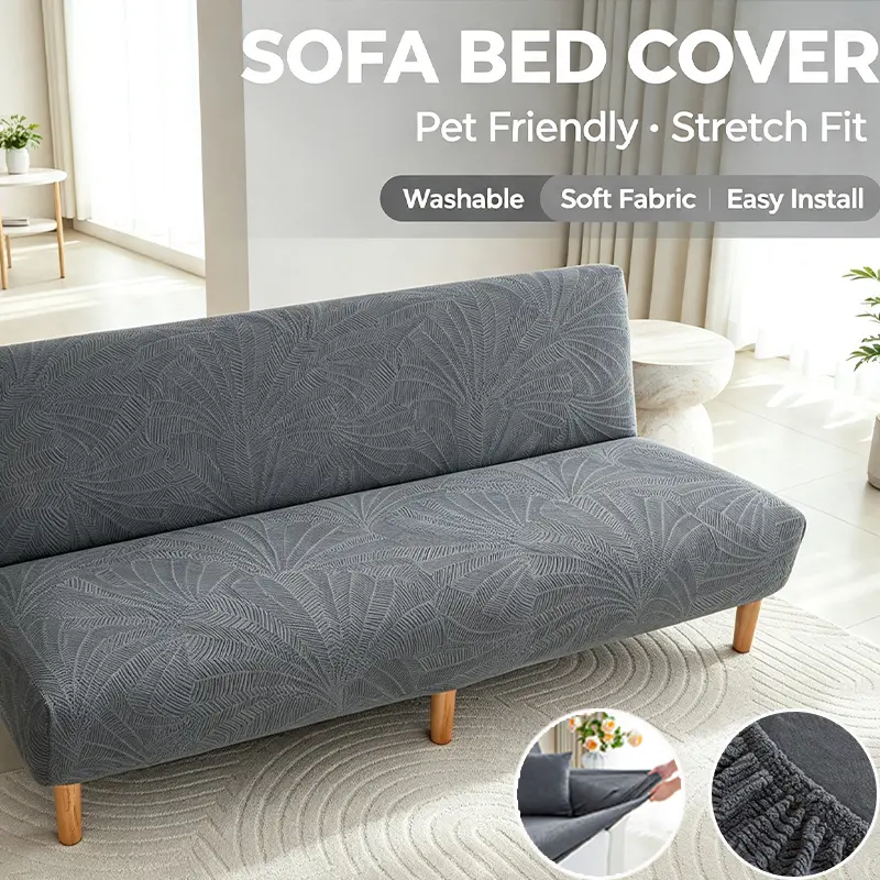 Elastic Stretch Futon Sofa Bed Cover Anti‑Scratch Pet Friendly Jacquard Slipcover Washable Furniture Protector