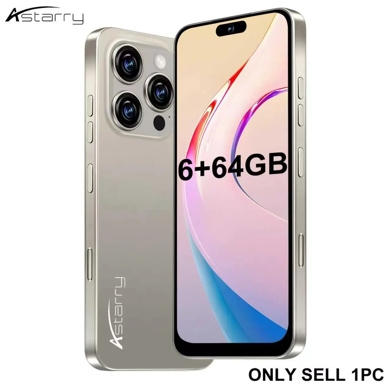 Astarry New 6+64GB Memory, 6.93 Inch Large Screen, 16 Pro Max Mtk6762 8-Core Processor, Bluetooth-compatible WiFi, 4950mah Battery, Dual Sim, Face Recognition