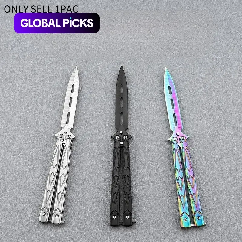 Butterfly Training Folding Knife for CS:GO, Stainless Steel Knives, Non-Edged Hand Training Knife, Game Stationery, Folding Tool Knives, Ideal for Skill Development #GLOBAL PICKS