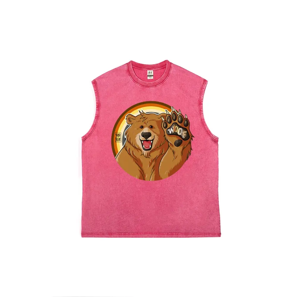 Unisex Brown Bear Graphic Sleeveless Tank Top | Casual Wildlife Animal Print Vest | Soft Breathable Summer Streetwear