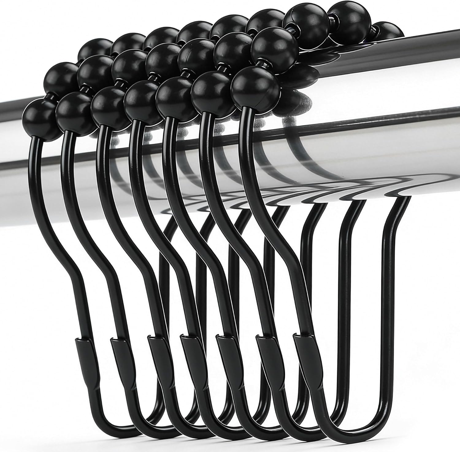 Shower Curtain Hooks Rings, Rustproof Metal Shower Curtain Rings for Bathroom Shower Rods Curtains - Set of 12, Matte Black 2026 new