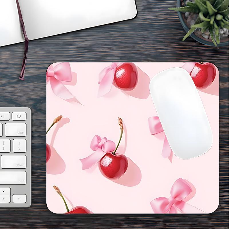 Cherry & Bow Unique Pattern Mouse Pad, Rectangle Gaming Mouse Pad, Office Desk Keyboard Mat for Home Office Game Room