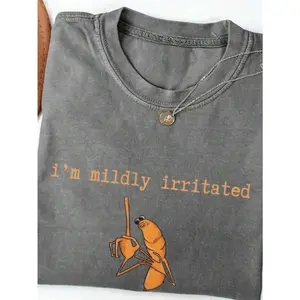 2026 Women's T-Shirt In Washed Cotton, Fun "I'm A Mildly Annoyed Worm Marcus" Shirt, Worm Marcus Meme Image, Fashionable Street Style, Elegant And Stylish