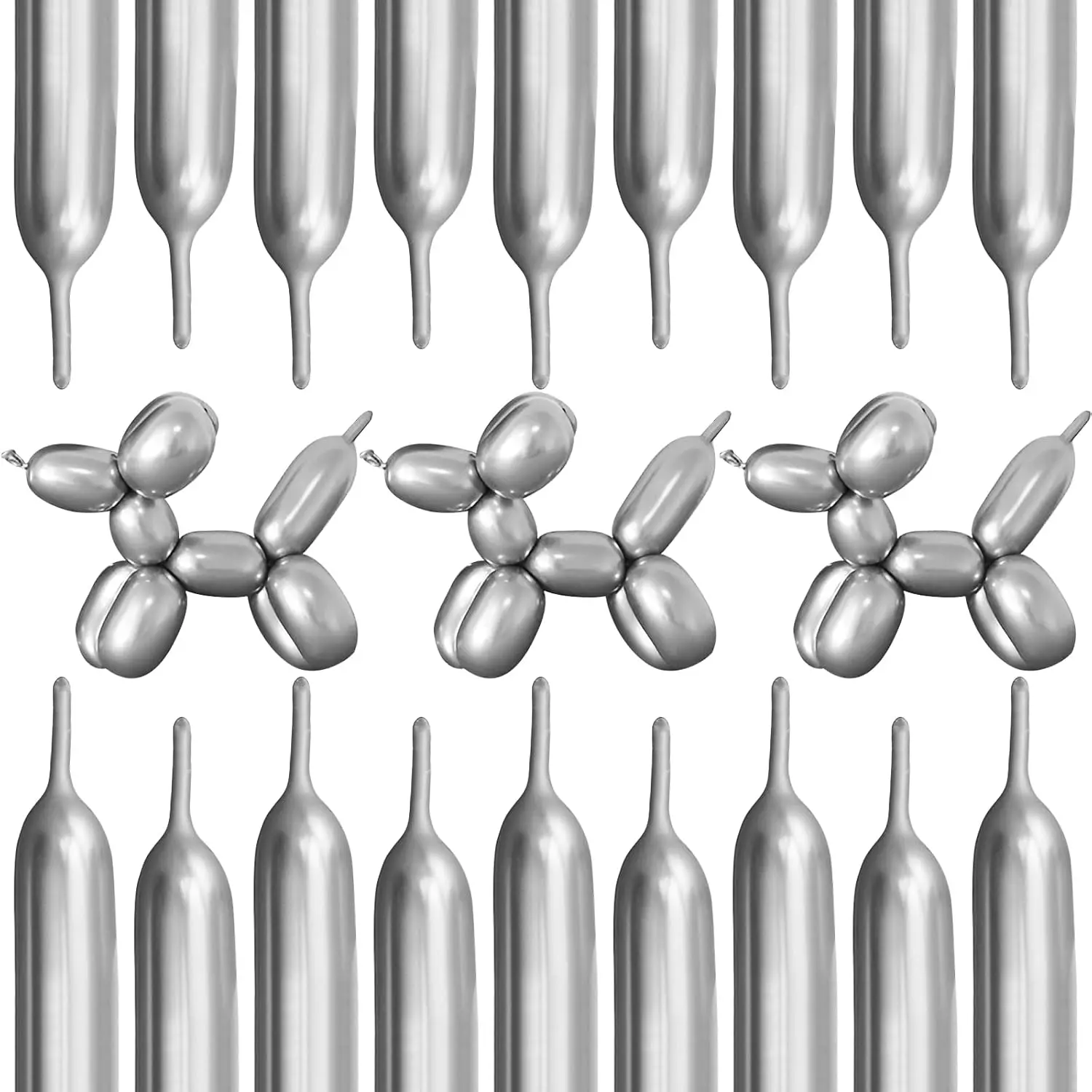 200 Pieces 260 Balloons Twisting 260Q Long Balloons for Balloon Animals Making Weddings Birthdays Christmas Party Decoration (Silver)