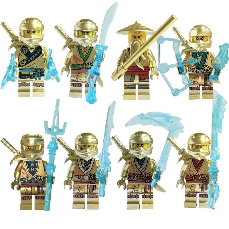 Building blocks gold ninja humanoid dolls educational splicing toys mini characters children's birthday gifts cartoon characterspopular popular