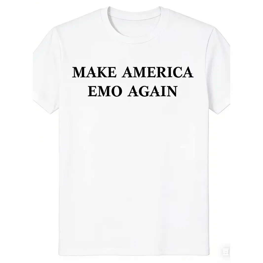 Make America Emo Again Cotton Short Sleeve T Shirt Funny Graphic Tee Y2k Emo Aesthetic Casual Daily Summer Top For Women Soft Comfortable Alt Fashion Shirt For Concert Party Hang Out