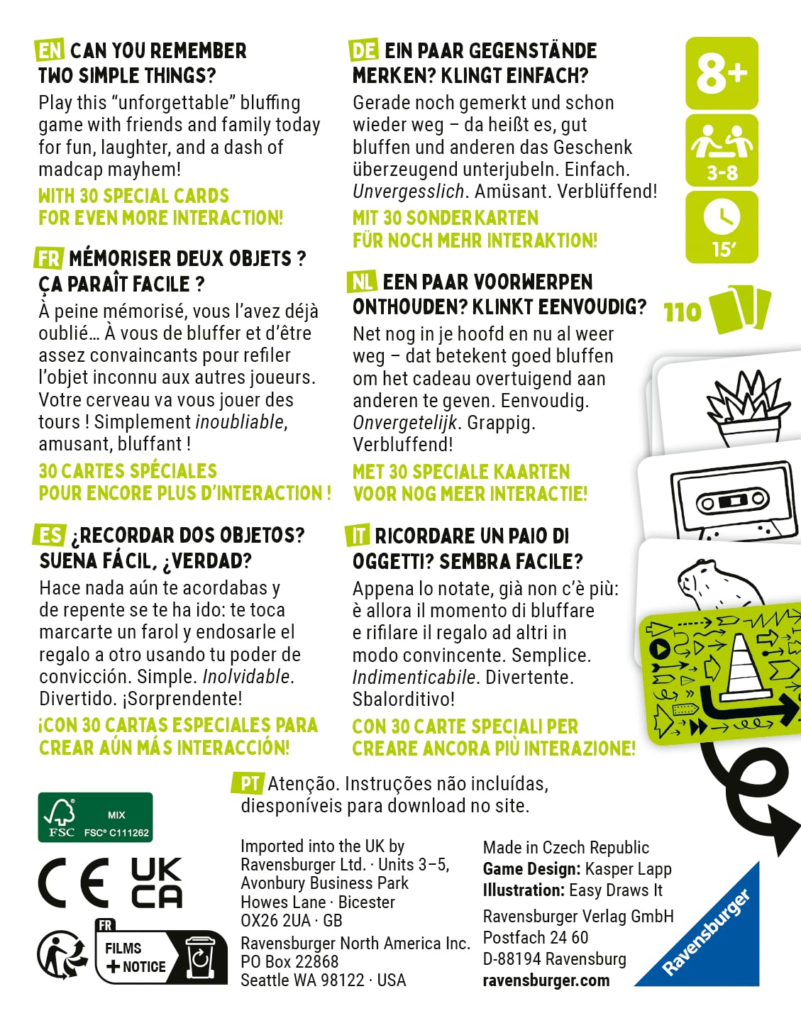 That’s Not a Hat Board Game Happy Party Game Set with Basic and Extended Card for  3-8 Players All Ages-Fun Bluffing & Memory