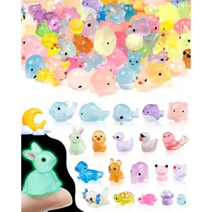 100PCS Luminous mini Resin Animals Bulk - 20 Styles Glow in The Dark Plastic Tiny Animals Figures for Dollhouse, Fairy Garden, Aquarium, Party Favors & DIY Craft Decorfidget toys
