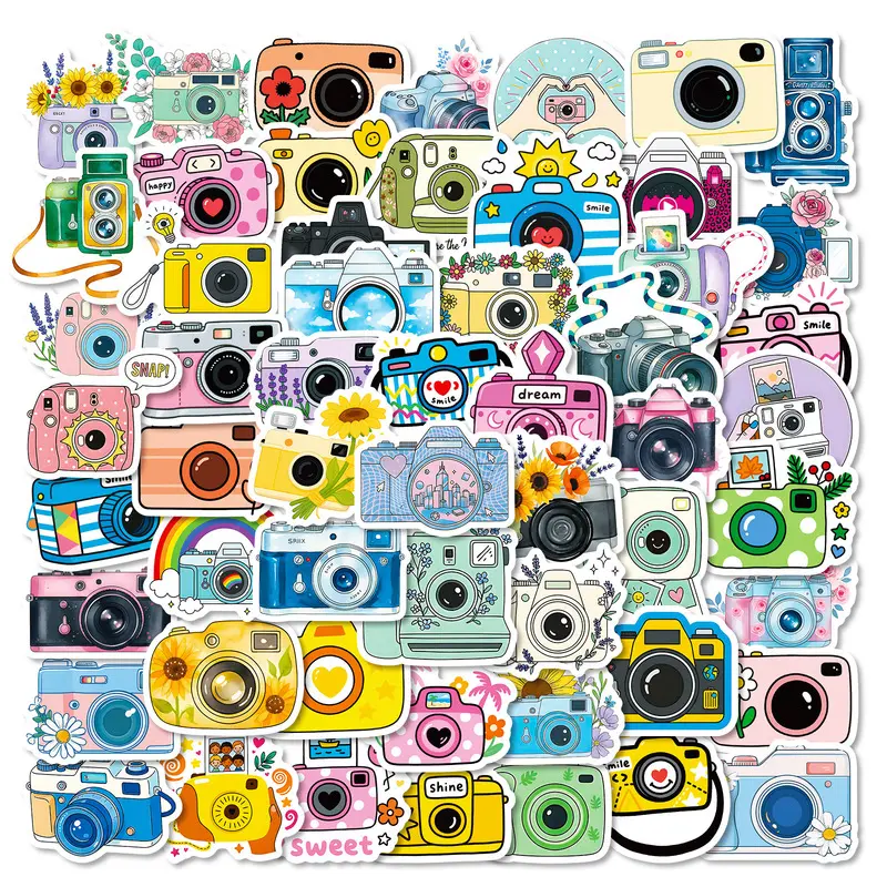 56 Cartoon Camera Photography Graffiti Stickers Creative Cute Handmade Reward Stickers