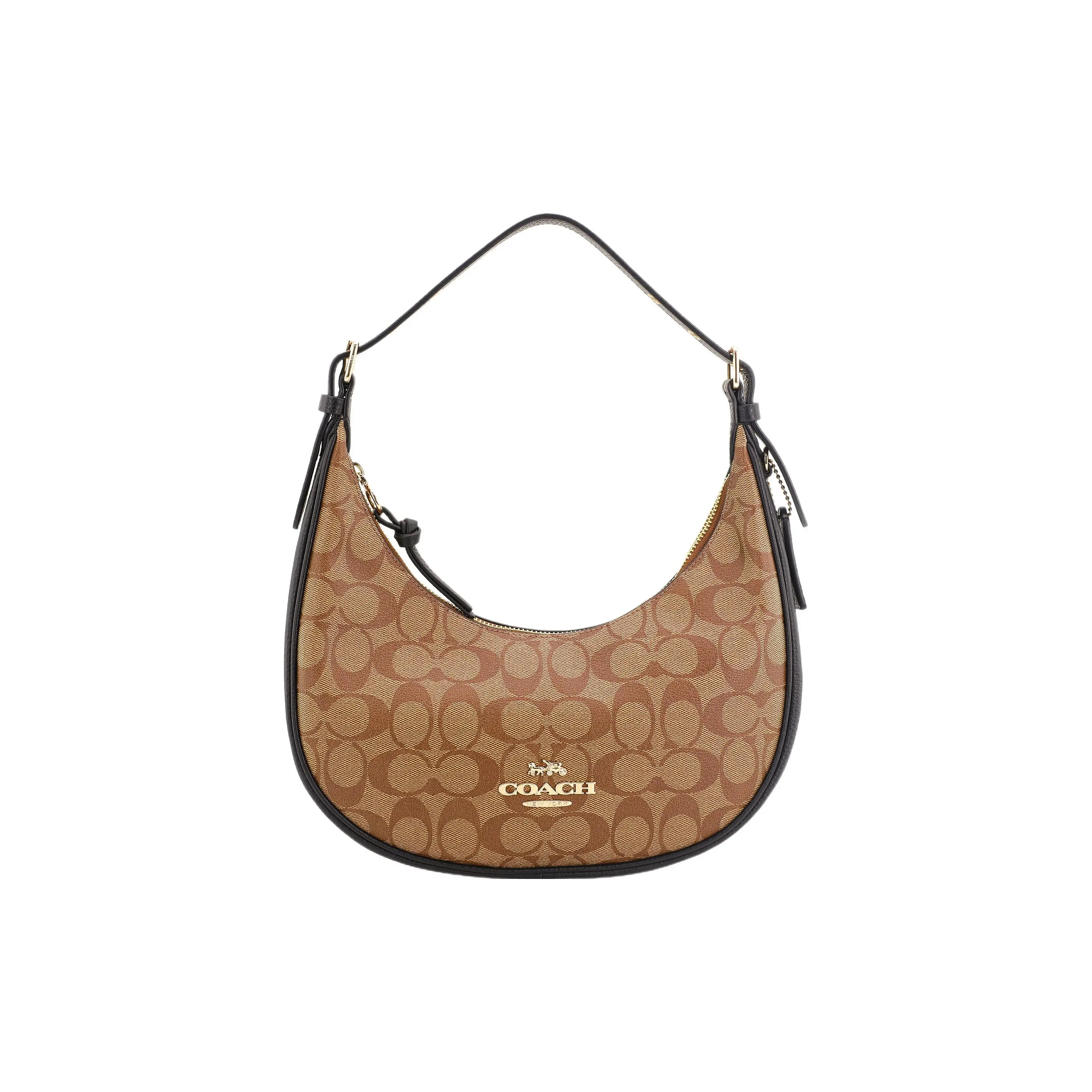 Coach Bailey 27 Crossbody Bag for Women, Vintage Print Logo Zip Closure, Coated Canvas and Pebbled Leather, Brown Monogram