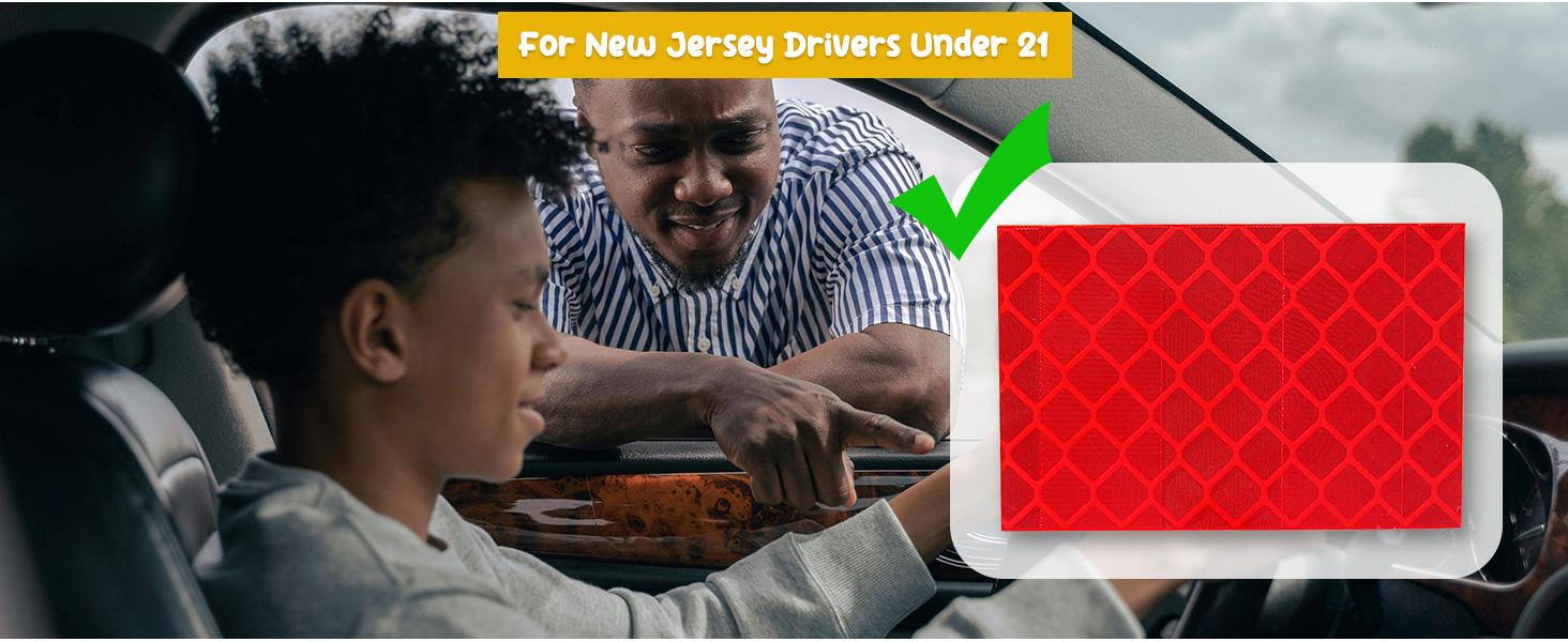 NJ GDL Red Reflective Decals – Required for New Drivers Under 21 | 1 ...