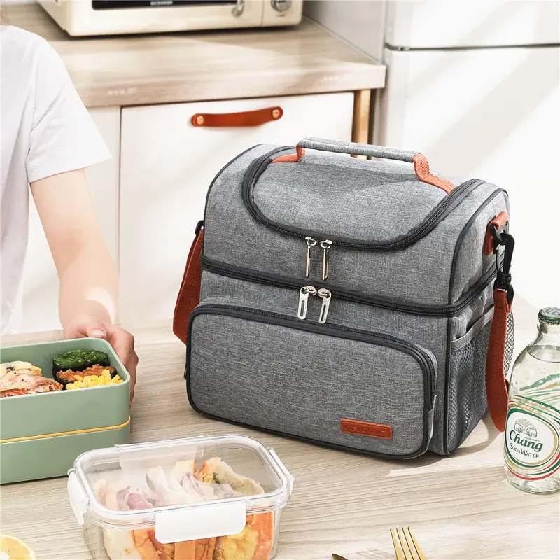 Leakproof Double Layer Insulated Fabric Breastmilk Storage Portable Cooler Bag with Reusable Ice Packs, Home Supplies Food Fruit Fresh Organizer for Working Moms