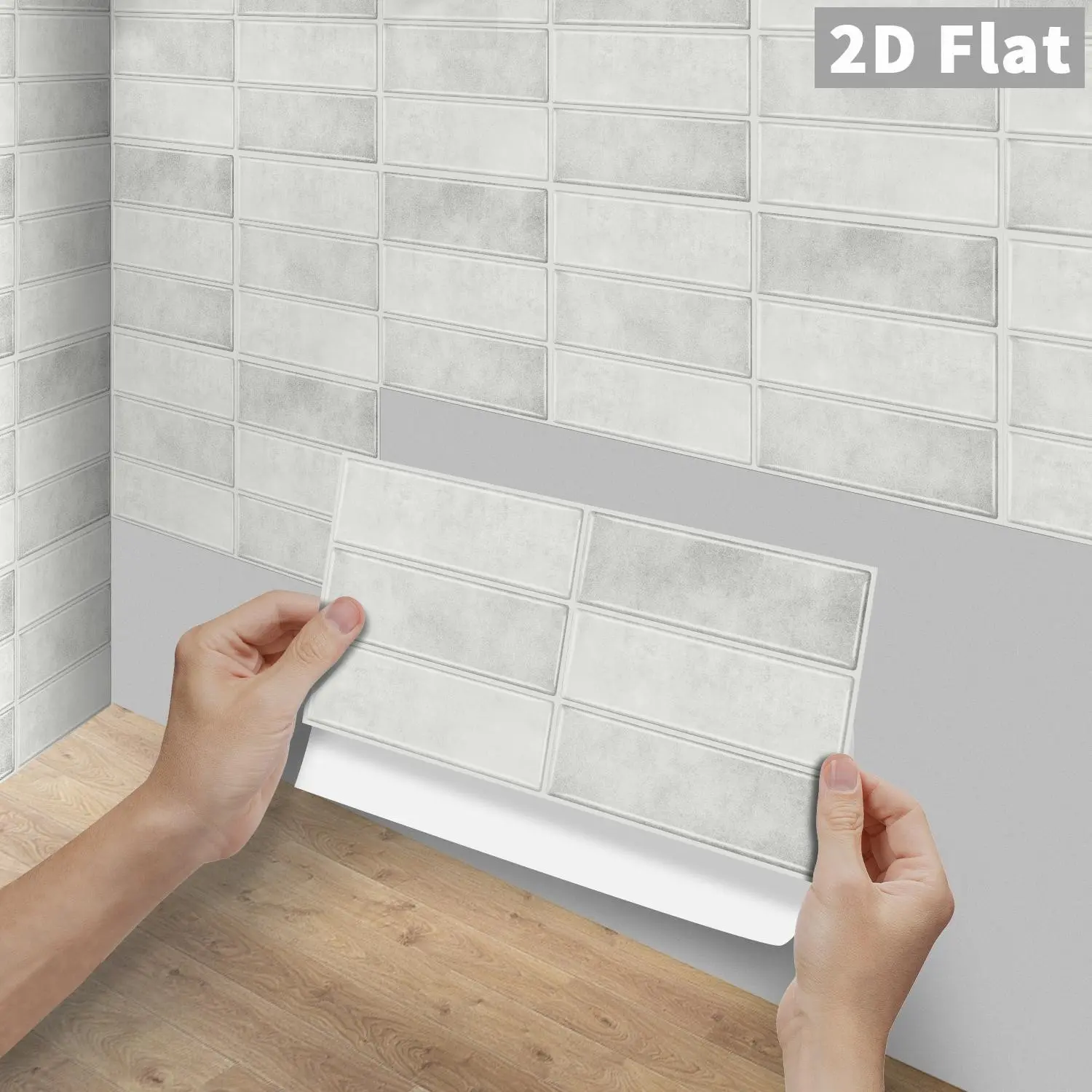 6/12/24/48 Sheets FG Vintage Tile Stickers, PVC Crystal Film Light Grey Distressed Long Brick Stick on Backsplash Tiles, Peel & Stick Self Adhesive Waterproof Oilproof Rectangular Decals, DIY Home Decor for Kitchen Bathroom Floor Tile Wood Surfaces