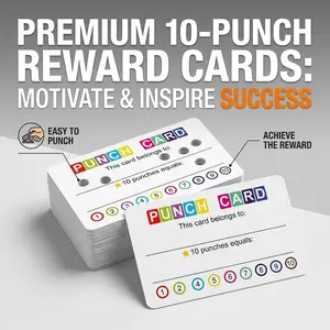 Reward Punch Card (business Card), Matte Finish, Colorful Patterns, Blank Back for Writing, Ideal for Classroom, Homework, Chores, Good Habits, Store Points