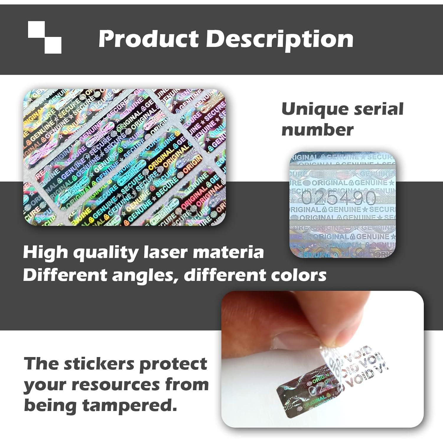 180 count Tamper Proof Hologram Stickers Seal Genuine Warranty Void Label Tamper evident Seal Serial Number (1.2x0.4inch) 180 count Tamper Proof Hologram Stickers Seal Genuine Warranty Void Label Tamper evident Seal Serial Number (1.2x0.4inch)