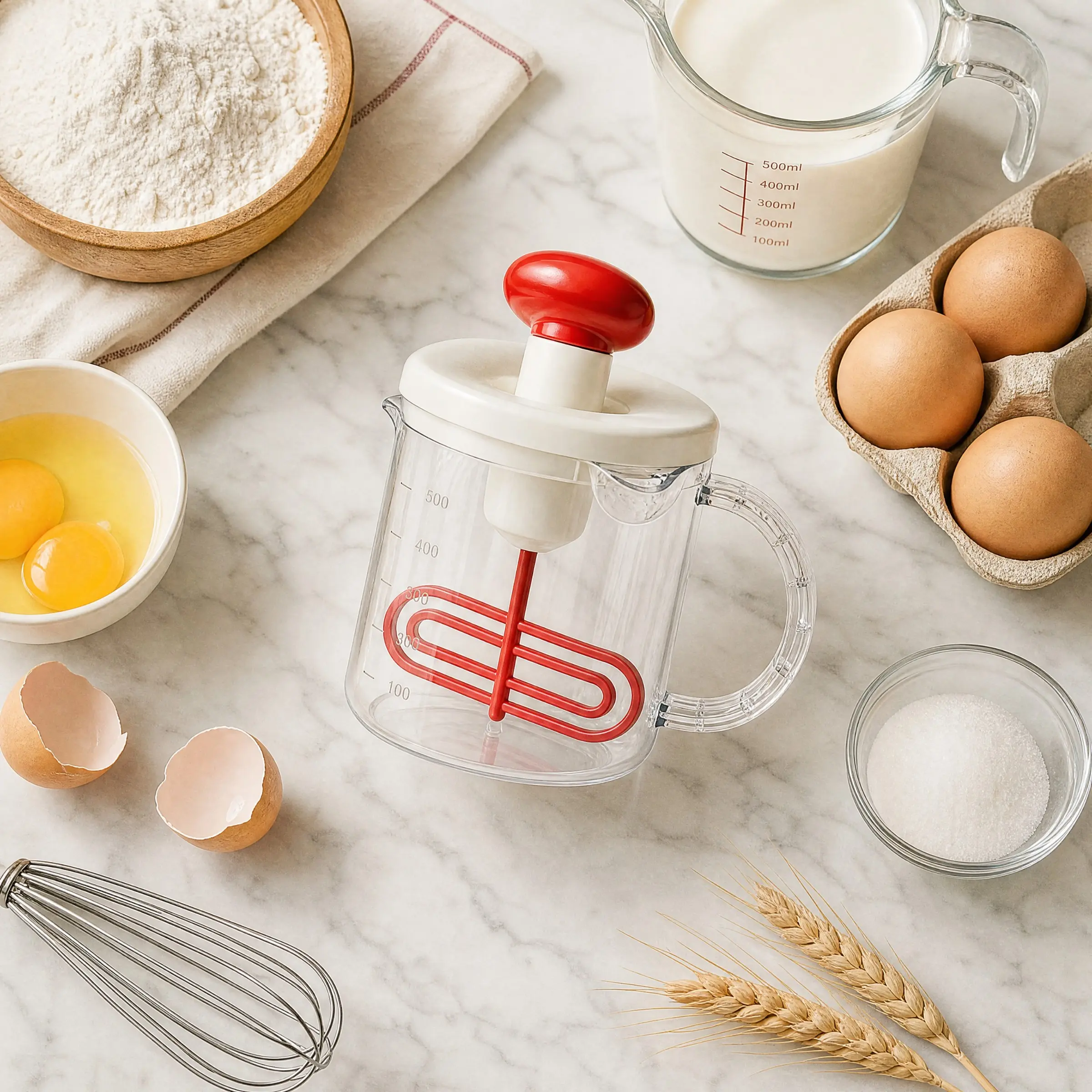 Hand-Crank Egg Mixer, Egg Beater, Food Grade Plastic Baking Cup, Kitchen Tool, Home Baking Dough Tool, Perfect Gift for Holidays