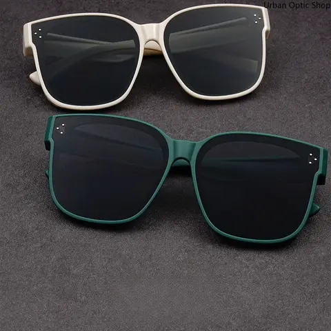 XUH Unisex Nylon Oversized Wear Over Prescription Glasses Sunglasses - Matte Dark Green Square Frames Style, Dark Tinted UV-Protection Lenses, Side Vented Design, Large Face Fit Women's Sunglasses, Eyewear Fashion for Driving