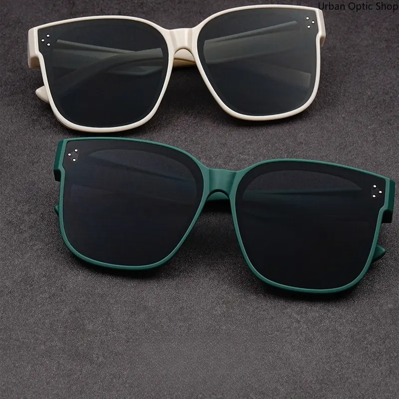XUH Unisex Nylon Oversized Wear Over Prescription Glasses Sunglasses - Matte Dark Green Square Frames Style, Dark Tinted UV-Protection Lenses, Side Vented Design, Large Face Fit Women's Sunglasses, Eyewear Fashion for Driving