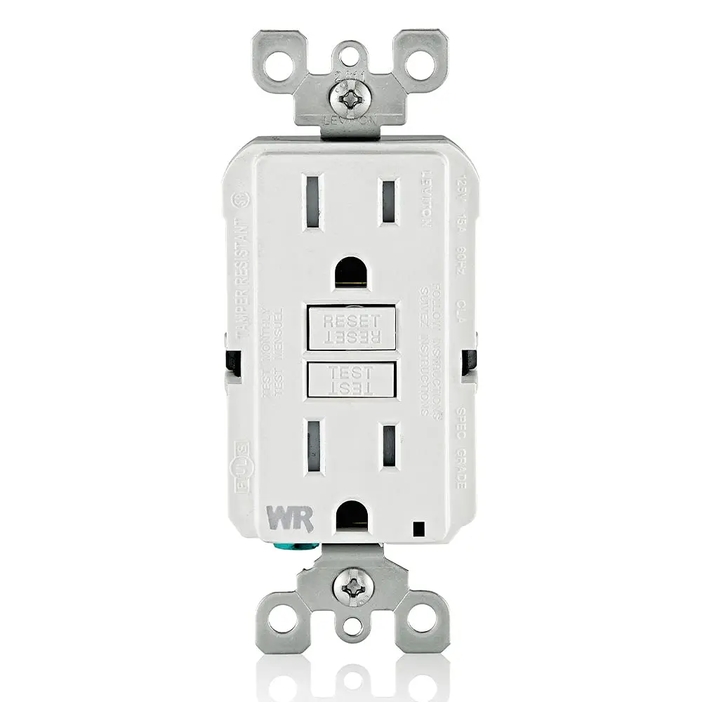 GFCI-Resistant Outlet, 15 Amp, Self Test, Tamper-Resistant with LED Indicator Light, Locations, GFWT1-W, White