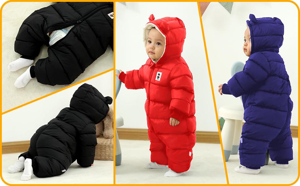 Baby Clothes Cute Infant Toddler Snowsuit Warm Newborn Boy Girl Winter Coats Hooded Zip Jumpsuit