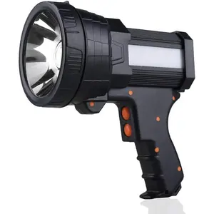 Rechargeable Spotlight,Super Bright 6000LM Tactical Spotlight Flashlight with Tripod - Handheld Outdoor Work Light for Camping and Emergency，cob light，water-resistant usb handheld flashlight