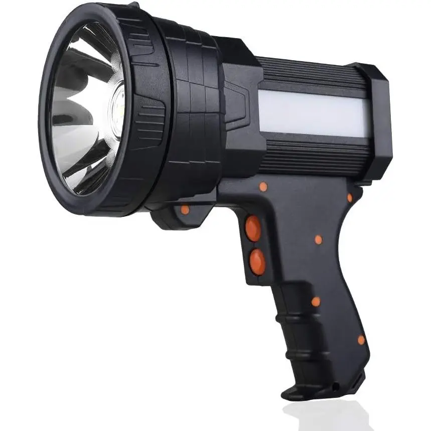 Rechargeable Spotlight,Super Bright 6000LM Tactical Spotlight Flashlight with Tripod - Handheld Outdoor Work Light for Camping and Emergency，cob light，water-resistant usb handheld flashlight