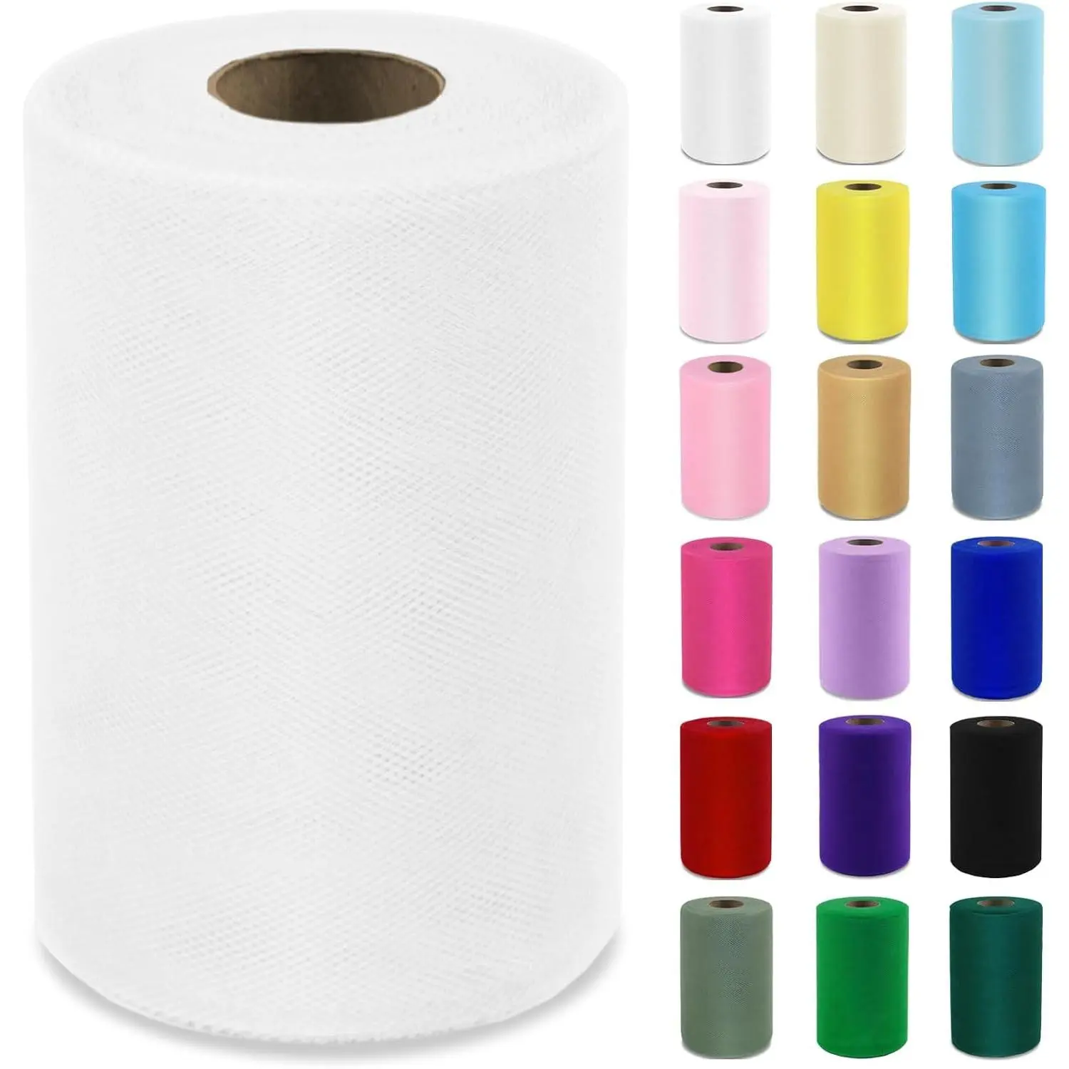6 Inch X 100 Yards (300ft) White Mesh Tulle Fabric Roll Ribbon for Gift Wrapping, Tutus, Wedding, Party Decorations, DIY Crafts