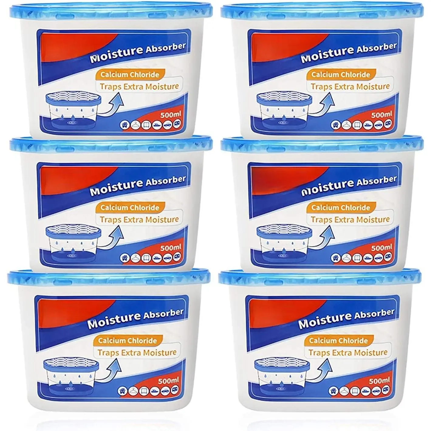 Absorber, 10.5 OZ,  Absorption,  Free | Closet, Bathroom, , Odor , Dehumidifier Bucket, 6 Pack