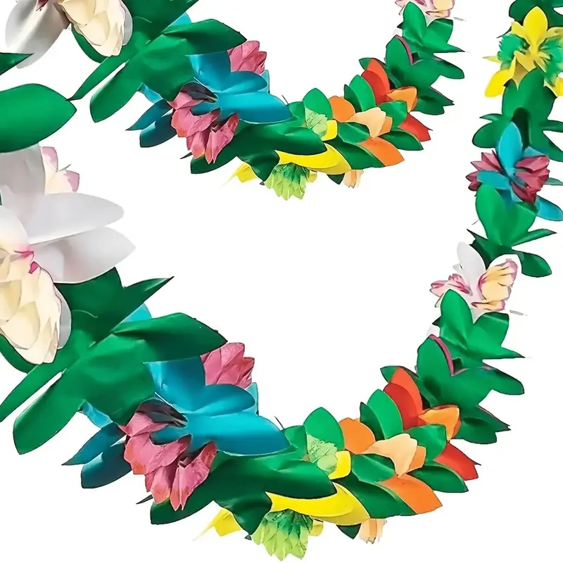 2/4pcs Colorful Paper Flower Garlands, Hawaiian Party Decorations, Honeycomb Random Colors, Hibiscus Flower Banners, Tropical Summer Beach, Bar & Jungle Birthday Party Decor.