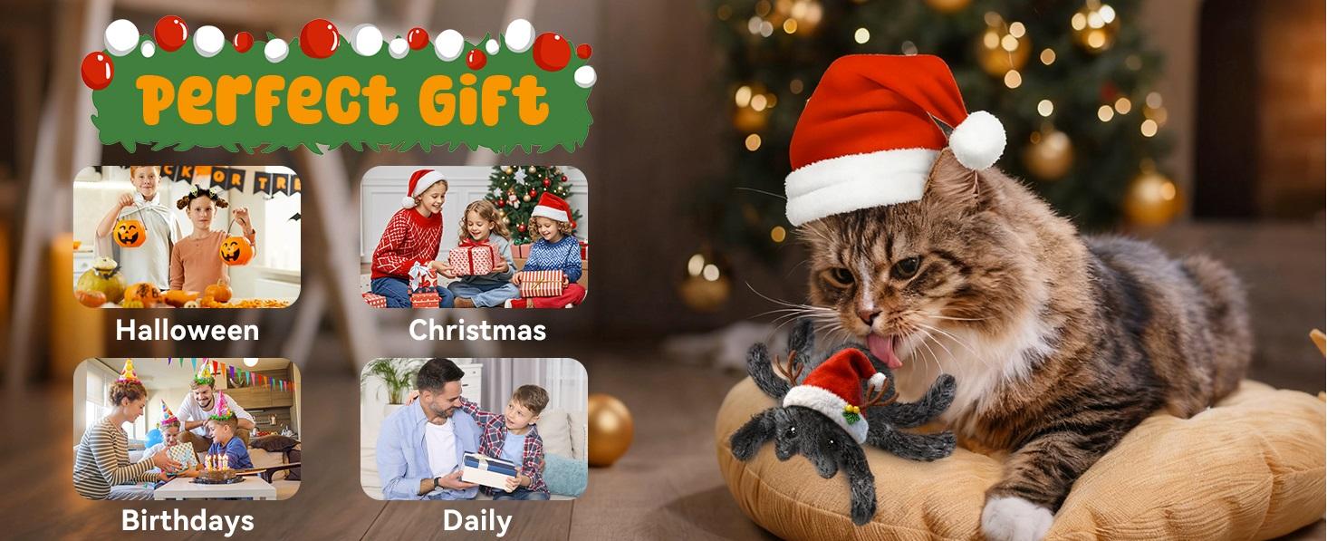 Horror Spider Moving Interactive Remote Control Cat Toy for Indoor Cats, Easter& Halloween Fun