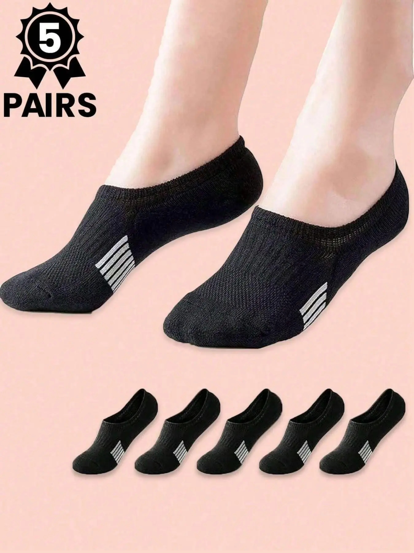 5 Pairs Women's Summer Thin Crew Socks, Non-Slip Invisible Low Top Sports Socks, Comfortable Soft Socks for Fitness and Daily Wear