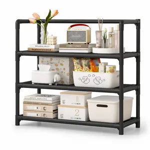 Multi-tier open shelving, reinforced display rack, corner storage rack for small apartments, corner storage unit, floor-standing storage rackCorner Storage Rack for Small Spaces, Home Organization Furniture