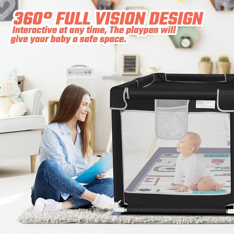 Baby Playpen, Indoor and Outdoor Playard, Play Pens for Kid Activity Center, Sturdy Safety Baby Fence with Breathable Mesh for Toddler