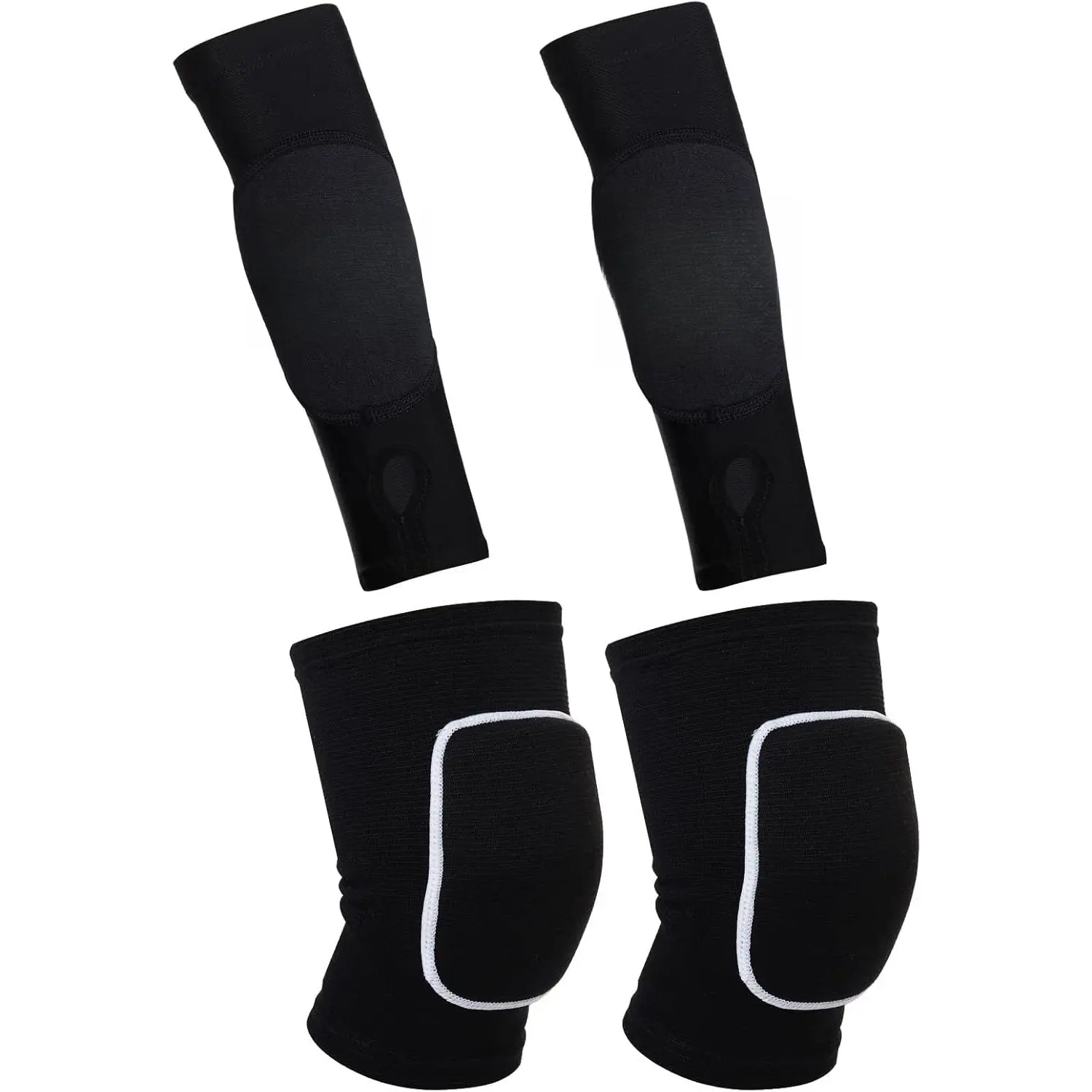 2 Pieces Volleyball Accessories Including Volleyball Knee Pads and Volleyball Arm Sleeves with Protection Pads and Thumb Hole  Women Girls Teens Volleyball Training