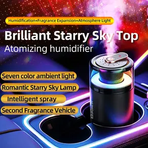 USB Starry Car Humidifier Diffuser, Portable Mini Nebulizer Air Freshener with RGB Ambient Light, Ideal for Cars, Home, Office