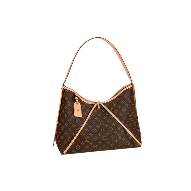 Louis Vuitton LV Carryall MM Classic Monogram Tote Bag for Women, Removable Adjustable Strap, Coated Canvas with Leather Trim, Brown