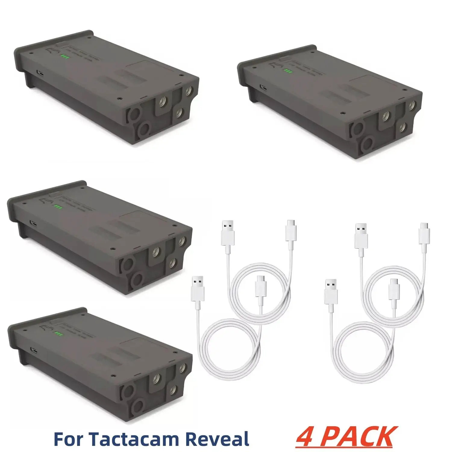 MYIYAE 4-Piece Set 7.2V 6000mAh Rechargeable Lithium-Ion EM6 Hunting Camera Replacement Batteries, Power Tool Accessories with USB Wall Adapter & Cable, Compatible with Tactacma X, Xpro, XB, SK, TACTXG2, TACTSK Trail Cameras
