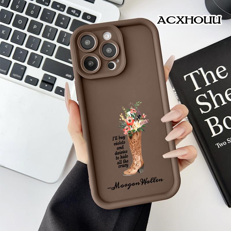 Softcase for iPhone 17 16 E Pro Max 15 Plus 14 13 12 11 XS XR Morgan Wallen Cowboy Boot Floral Coquette Pastel Design Shockproof Lightweight Protective Case