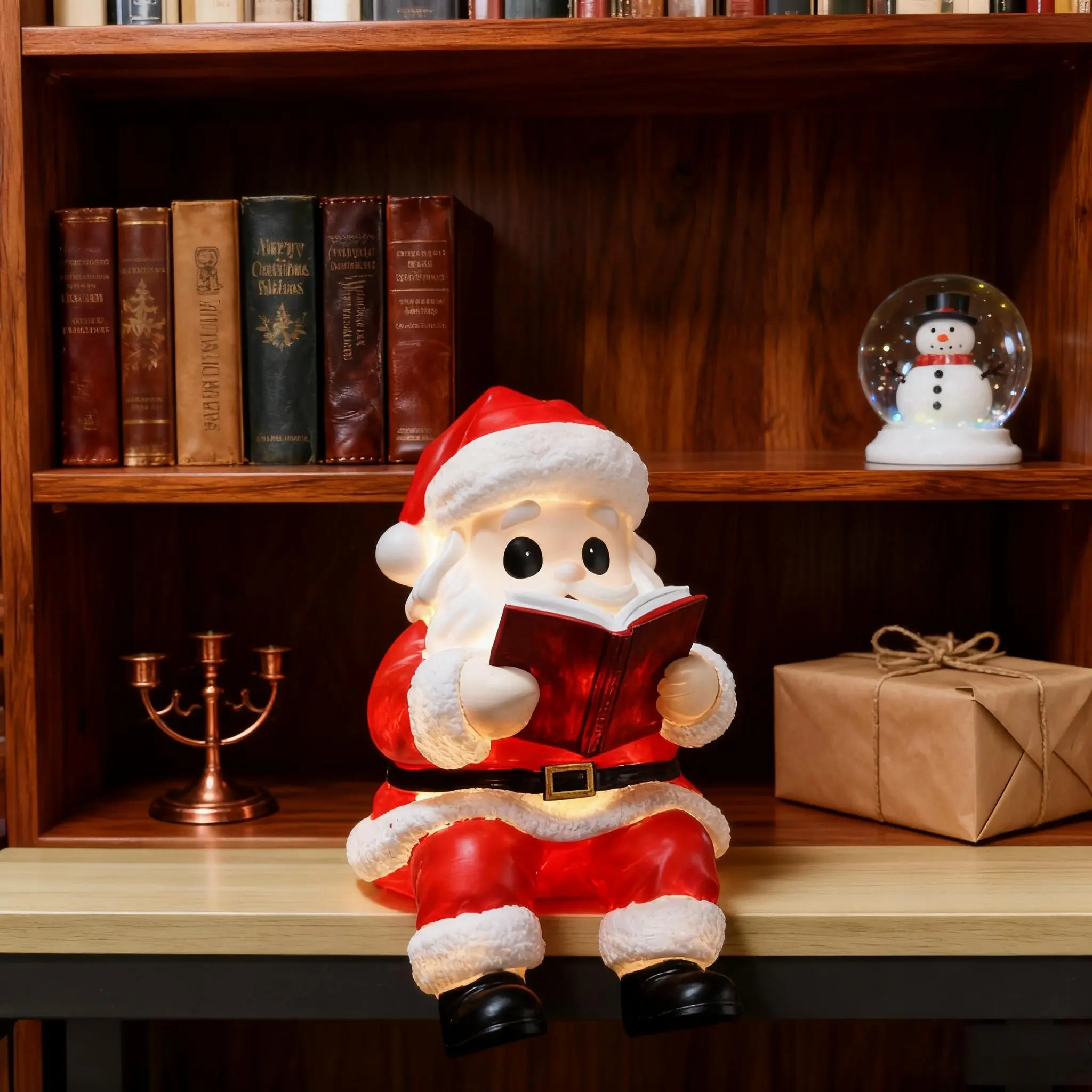 Christmas LED Glowing Santa Claus Statue, Cute Christmas Desk Decor, Perfect for Tables, Shelves, and Home Decoration