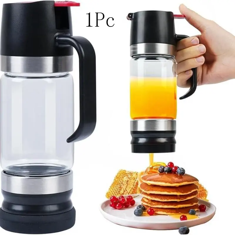 Honey Dispenser 12Oz No Drip with Base 2026 Upgrade, Glass Honey Jar pot with Handle, Syrup Dispenser for Coffee or Tea, Mess Free Honey Dispenser for Honey and Syrup, Honey Container