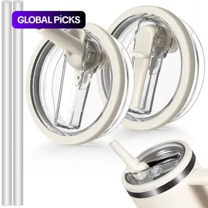 Tumbler Flip Straw Lid Replacement, 2 Counts Splash-Resistant Tumbler Lids with 2 Straws, Reusable Leak-Proof Covers for Stanley Cup Accessories #TOP PICKS