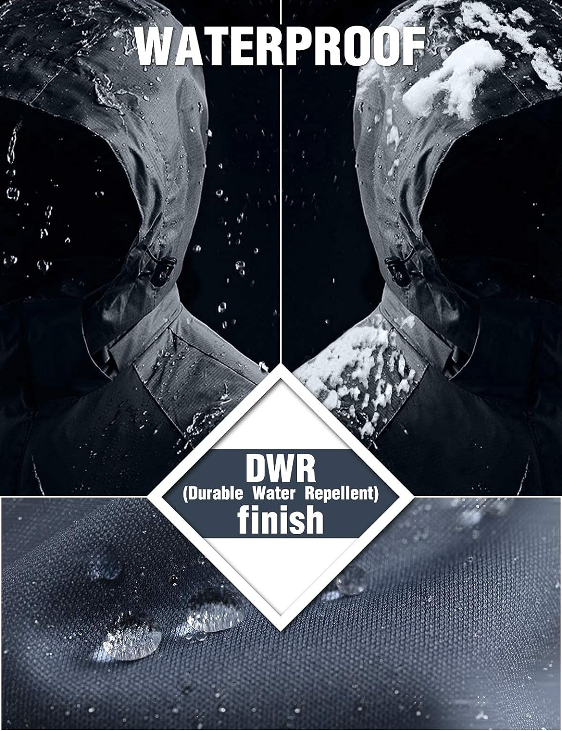 GEMYSE Men's Mountain Waterproof Ski Jacket Windproof Resistant Winter Coat Reflective Puffer Skiing Rain Perfect Fabric Zipper