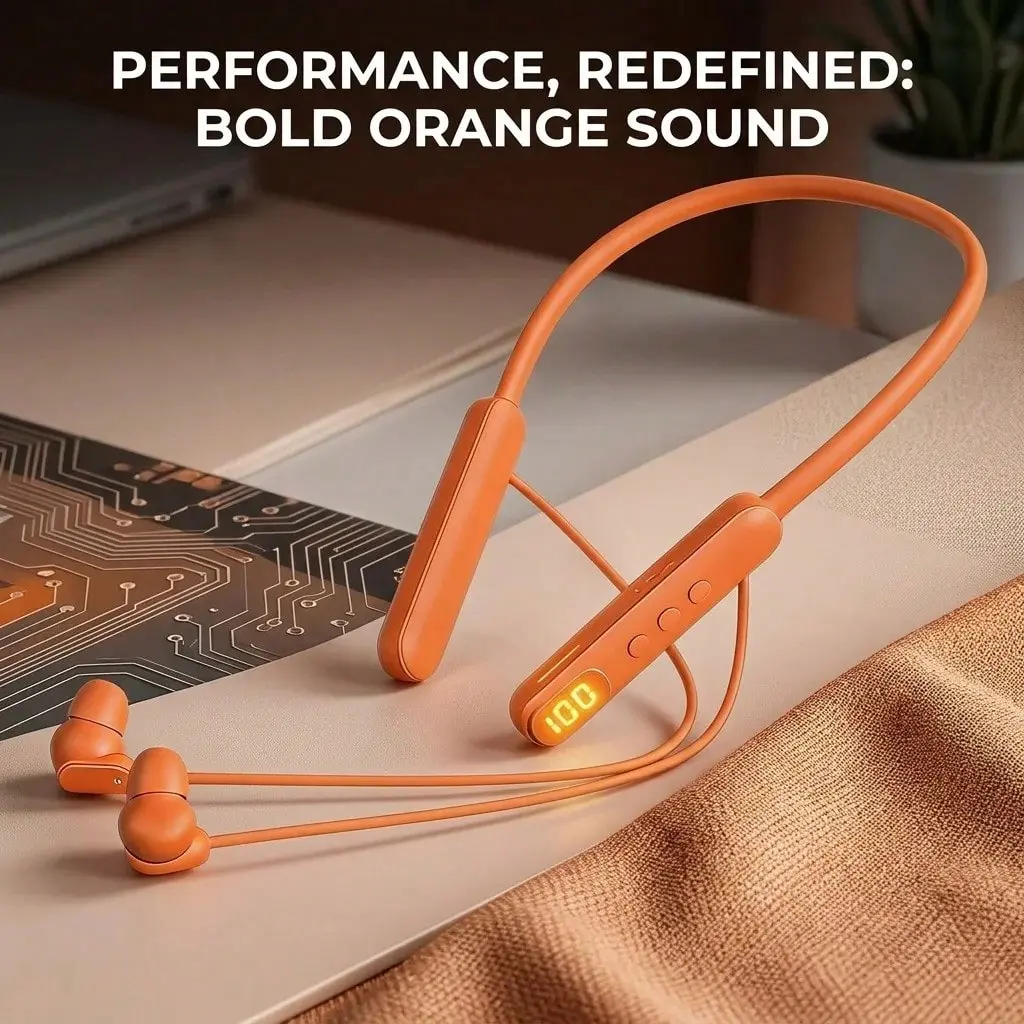 Portable Neckband Wireless Bluetooth Earphones, Sports In‑Ear Earbuds with LED Digital Power Display Panel, Sweatproof Neck‑Hanging Headphones, Built‑in Call Microphone, Extended Battery Runtime, Perfect for Gym Running Travel, Compatible with iOS Android