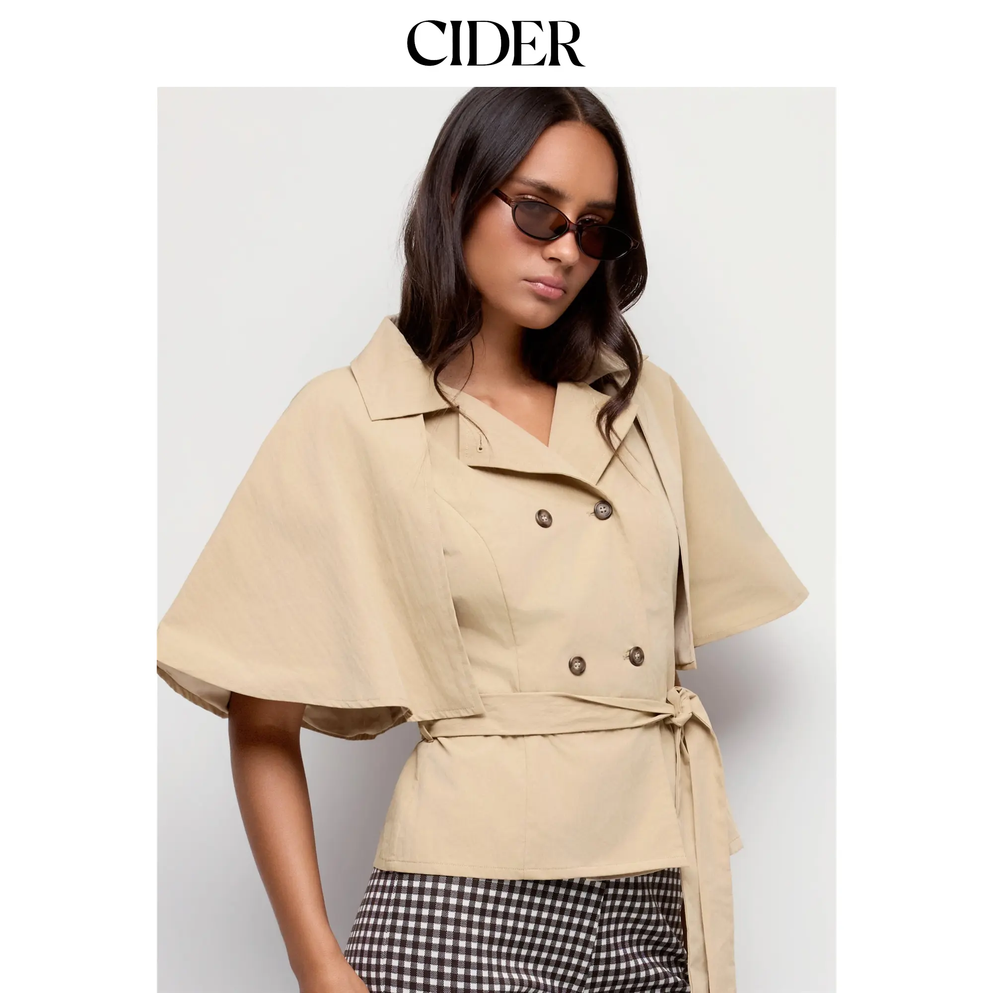 Cider Double Breasted Cape Cotton-blend Oversized Windbreaker With Belt SohoChic