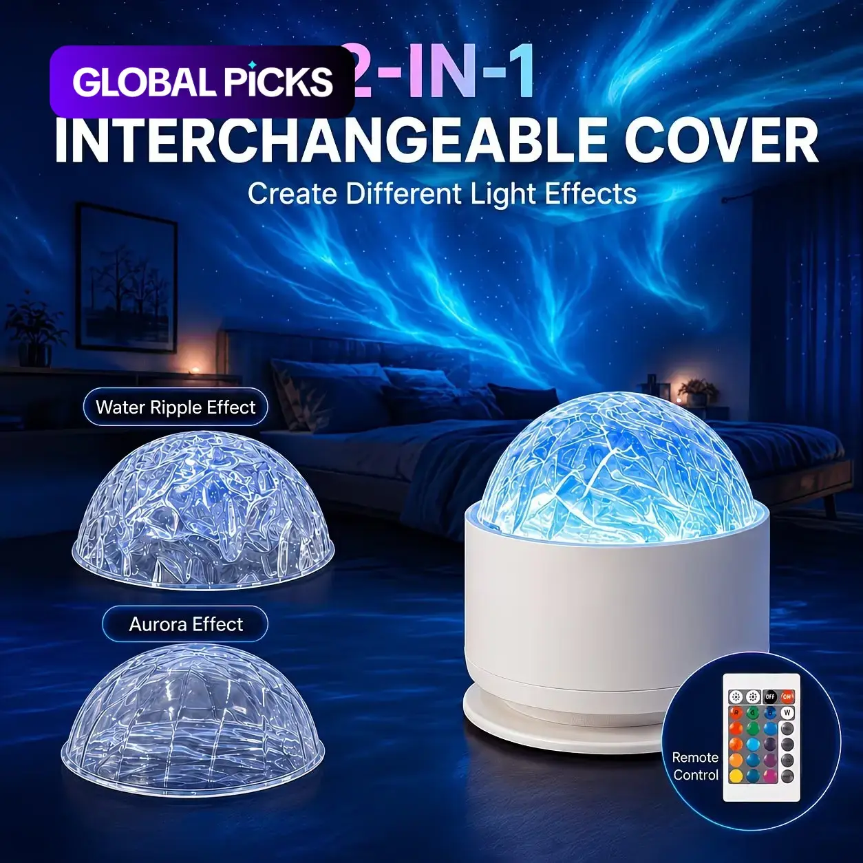 Aurora Projector Night Light, Starry Sky Projector, Starlight Projector, Dimmable Star Projector, USB-Powered RGB 16-Color Lighting with Remote Control, Indoor Ambient Light for Bedroom, Gaming Room, Home Theater and Audio Rooms