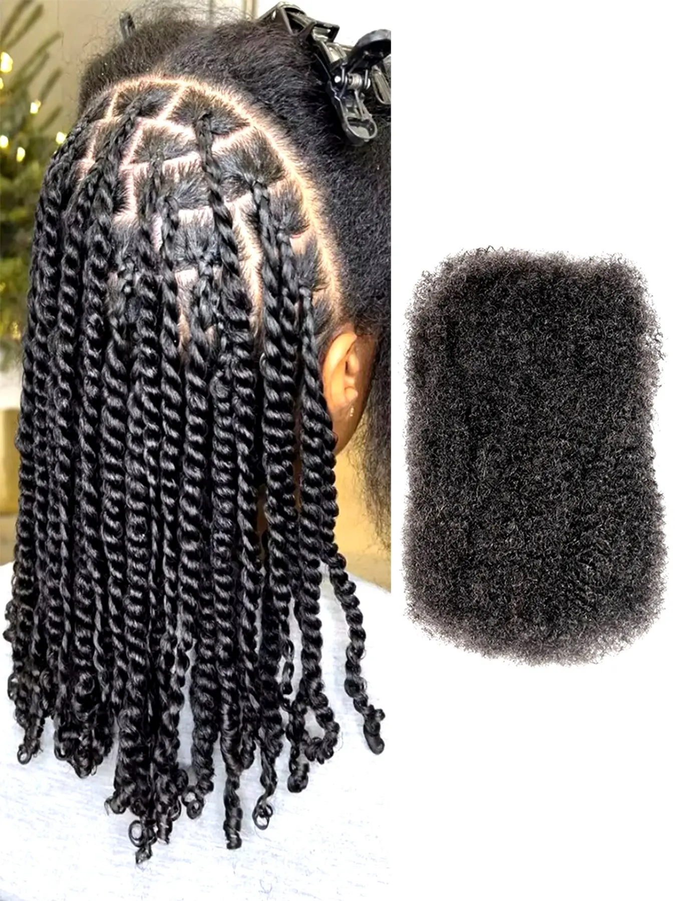 Afro Kinky Bulk Human Hair Bundles, Fluffy Soft No Weft Braiding Hair, Micro Twist Mini Locs Dreadlock Hair Extensions