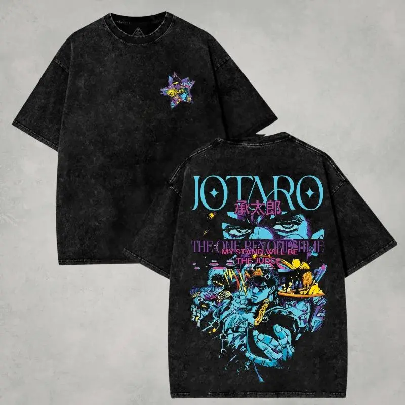 JoJo's Bizarre Adventure Jotaro Kujo Shirt, The One Beyond Time Star Platinum Washed Anime Tee, Vintage  JJBA Streetwear Gift