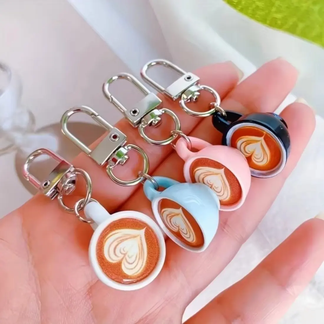 Cute Coffee Cup Keychain for Girls, Mini Cartoon Bag Charm Pendant, Kawaii Drink Inspired Key Ring, Adorable Backpack Accessories for School Bag, Purse Decoration, Friendship Gift & Birthday Present