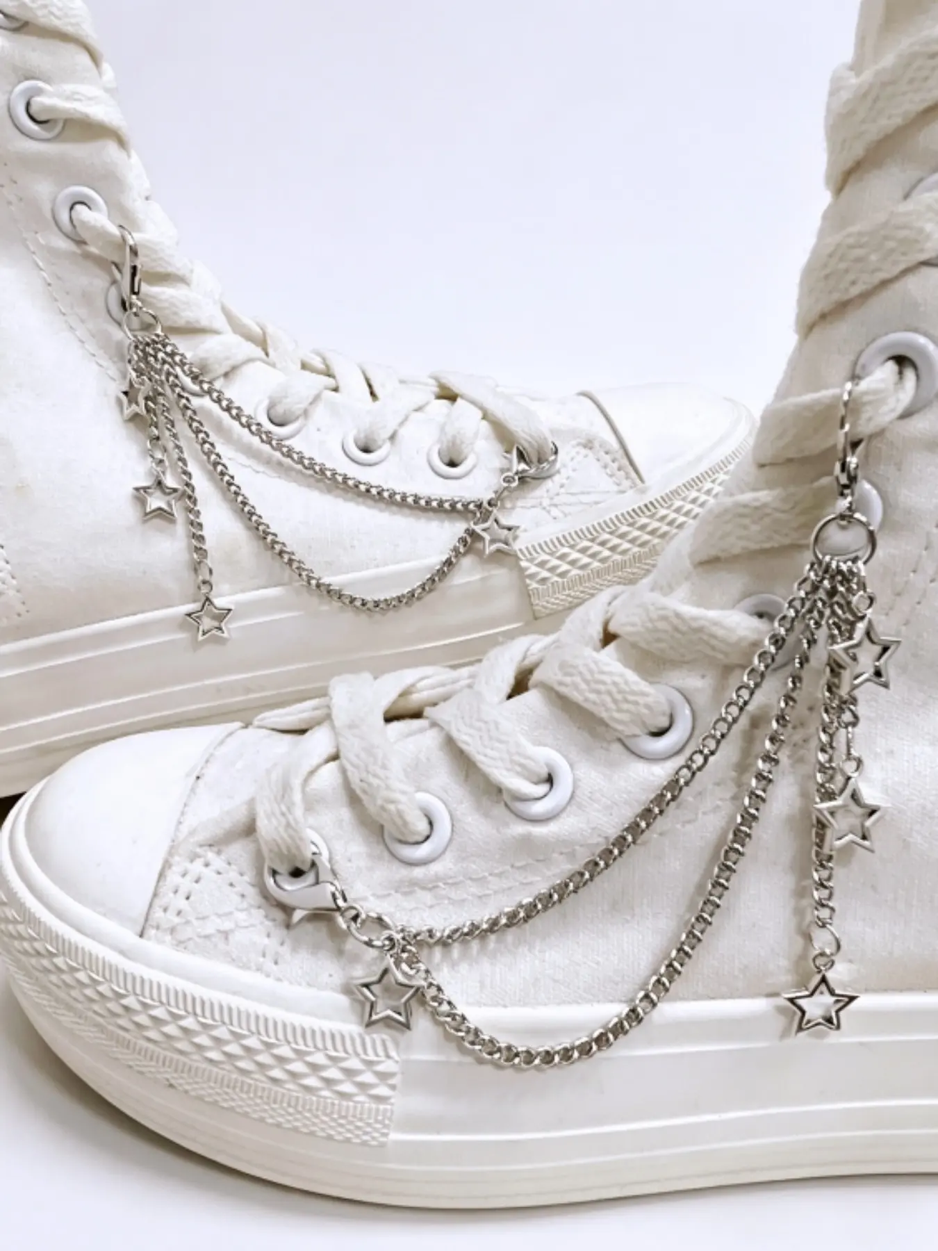 2pcs Star Pendant Multi-Layer Shoe Chains, Y2K Style Shoe Decorations, Detachable Shoe Accessories, Casual Plain Design, All Seasons, Decorative Shoe Accessories