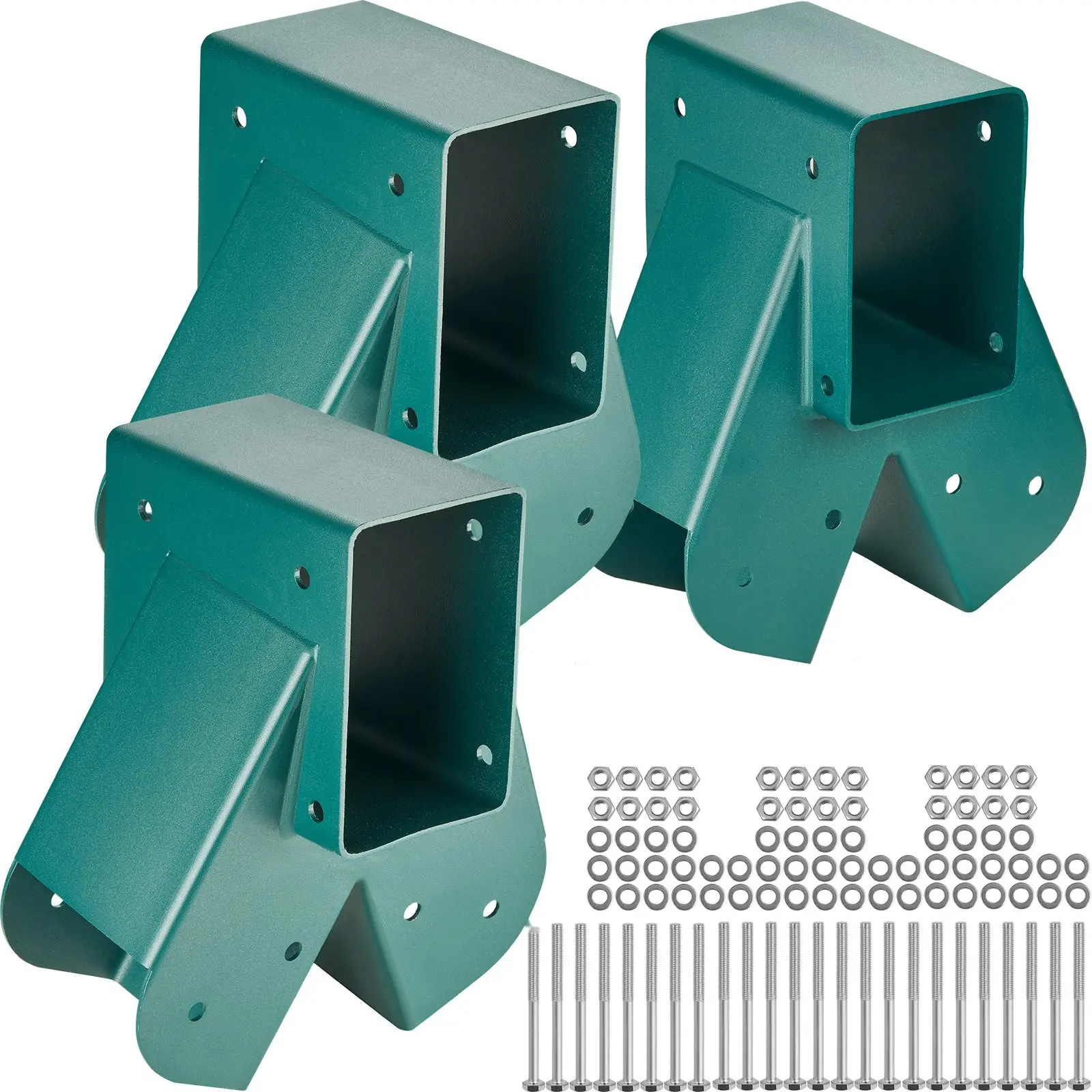A-Frame Middle Swing Set Brackets - Heavy-Duty Carbon Steel Swing Set Hardware With Mounting Hardware, DIY Swing Set Bracket Kit For 4X4 Posts And 4X6 Beams, Side And Center Mount Brackets For Outdoor Use, Green (3 Pieces)